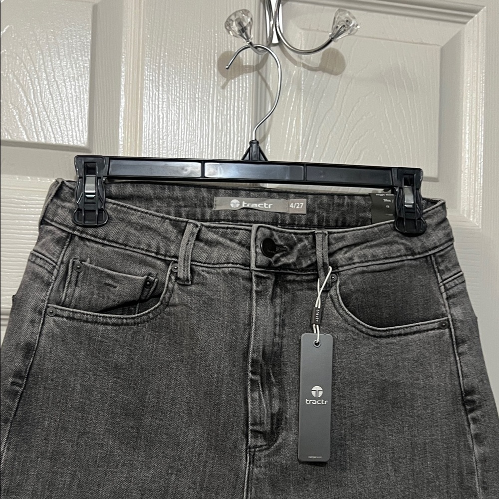 Tractr Women's Two-Tone Straight Leg Jeans size: 4/27 NWT - Picture 4 of 10